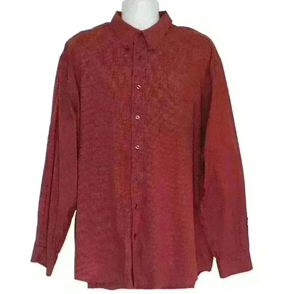 Eddie Bauer Mens Shirt XXL Tall Wrinkle Resistant Button Down Collar Red Plaid - Picture 1 of 8